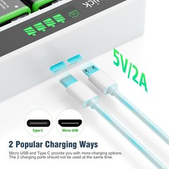 HiQuick 4pcs 9V Rechargeable Batteries w/ LCD Charger for 9V NiMH NiCD Li-ion