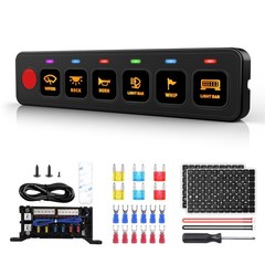 AS-60 6 Gang Switch Panel Light Multifunction Toggle Strobe Circuit Control Box