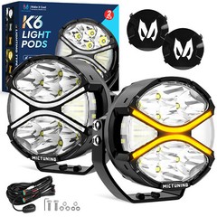 MICTUNING 4″/5″ 180W LED Work Light Pods Offroad Fog Driving Lamp Wiring Harness
