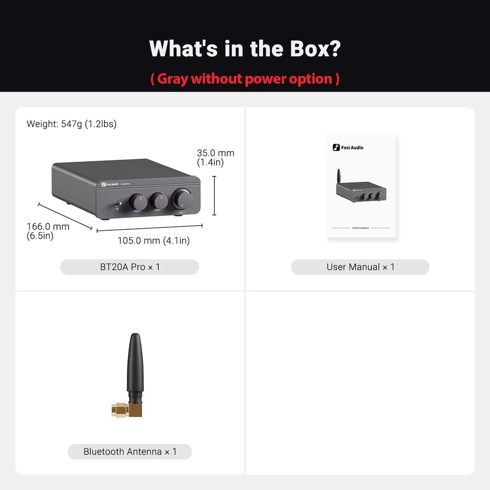 Fosi Audio BT20A Pro TPA3255 Bluetooth Sound Power Amplifier
