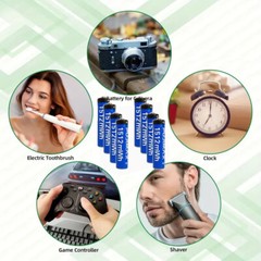 AAA Lithium Batteries 1512mWh 8-Pack Rechargeable w/Smart Charger Long Lasting