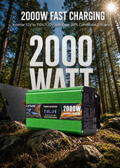 2000 Watt Pure Sine Wave Inverter, DC 12V to 120V AC Power Inverter for Vehicle,