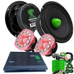 AUDIO360 2x 6.5″ 650W Midrange Speakers + 2x 2000W Tweeter + 1600W Amp & Kit