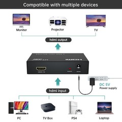 MT-ViKI HDMI Splitter 1 in 4 Out, 4K 30Hz Powered 1×4 4K30, black