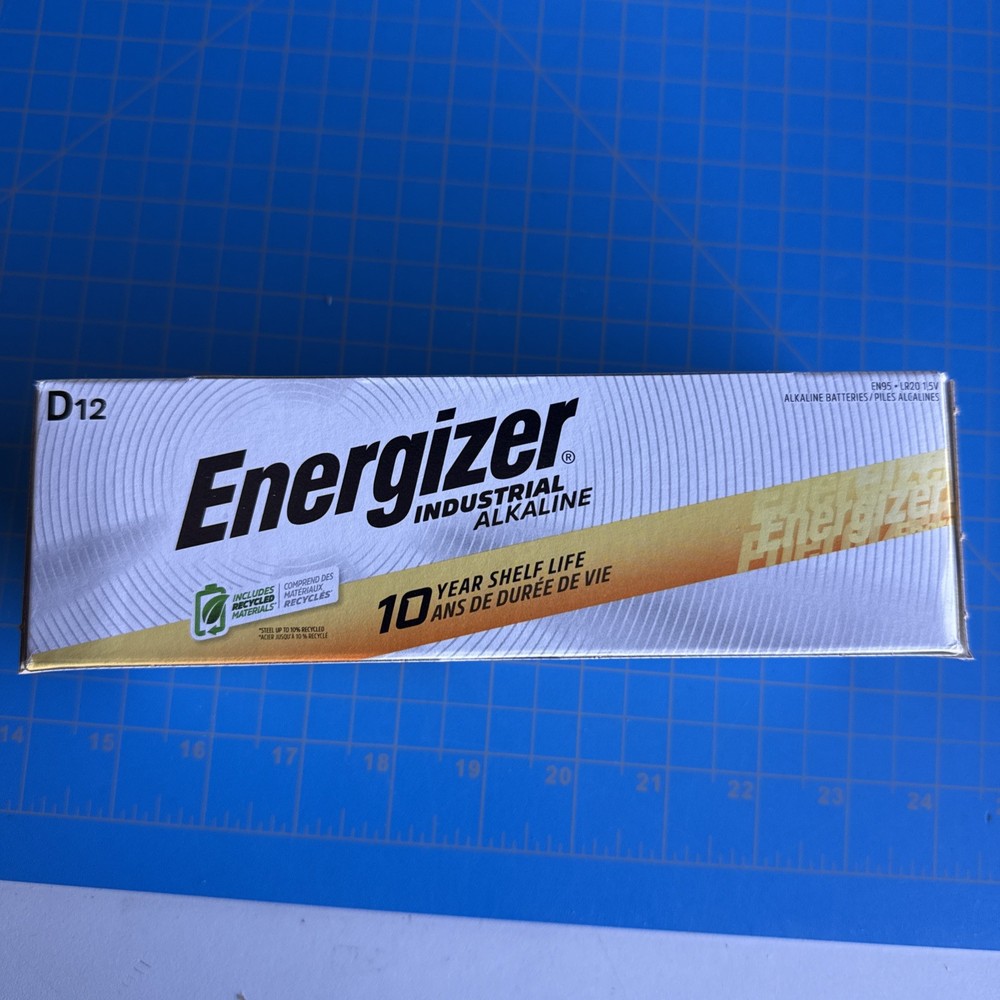 12 Energizer Industrial D Alkaline Batteries (EN95 , LR20) EXP 2035