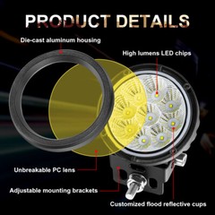 2x 3.5″inch Round LED Work Light Bar Flood Pods Fog Driving Lamp Offroad 4WD SUV
