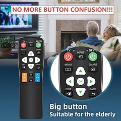 Big Button Universal Remote Control for Seniors, 2-Device Switching, 4-in-1