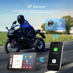 7″ Wireless CarPlay Android Auto Portable Screen Waterproof Motorcycle Navigator