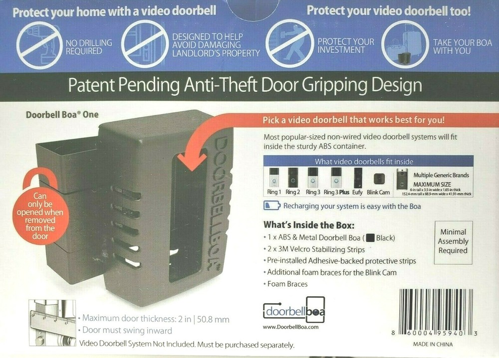 DoorbellBOA Video Doorbell Mount, ABS & Metal