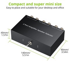 2-Way Speaker Switcher Selector Box, 1-In-2-Out Amplifier A/B Switch, No Power N