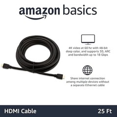AmazonBasics 25FT (7.6 M) High-Speed 4K Ultra HD HDMI 2.0 Cable Black SHIPS ASAP