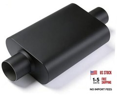 Universal 2.25″(ID) Dual Chamber Exhaust Muffler – 17″ Overall 2.25 Inch BLACK