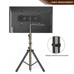 Outdoor Portable Tripod TV Stand for TVs up to 70 75 inch, Height Adjustable