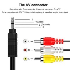 3RCA Male to 3.5mm Male Audio Video Cord AV DV AUX Cable Adapter Converter 5FT