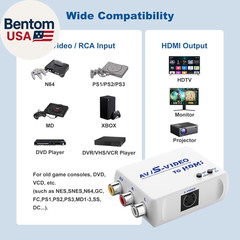 Rca/S-Video to HDMI Converter Adapter, Support 4 : 3/16 : 9 Aspect Ratio Switch,