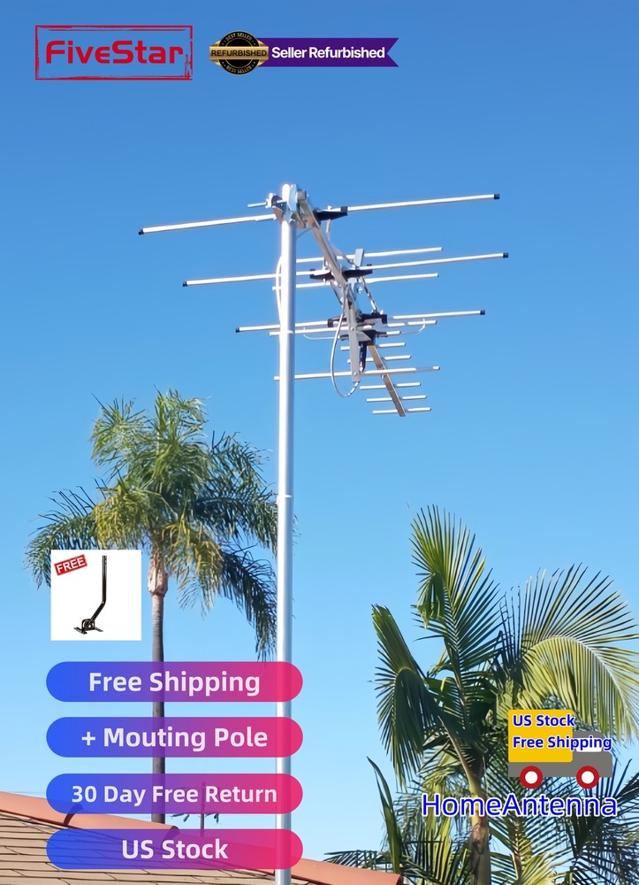 Super Strong Yagi Outdoor TV Antenna 200 Mile Reception Attic Roof