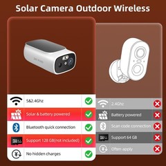 100% Wire-Free Solar Battery Security Camera 2K Wireless Outdoor camera