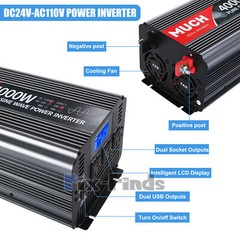 4000W Inversor de Potencia de Onda Sinusoidal 24V A 110V pura Hogar y exterior