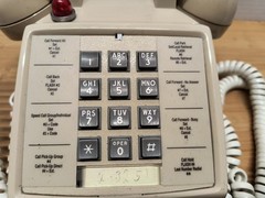 ITT Beige Cortelco 250044-VBA-27M Push Button Phone W/ 25Ft. White Coil Cord