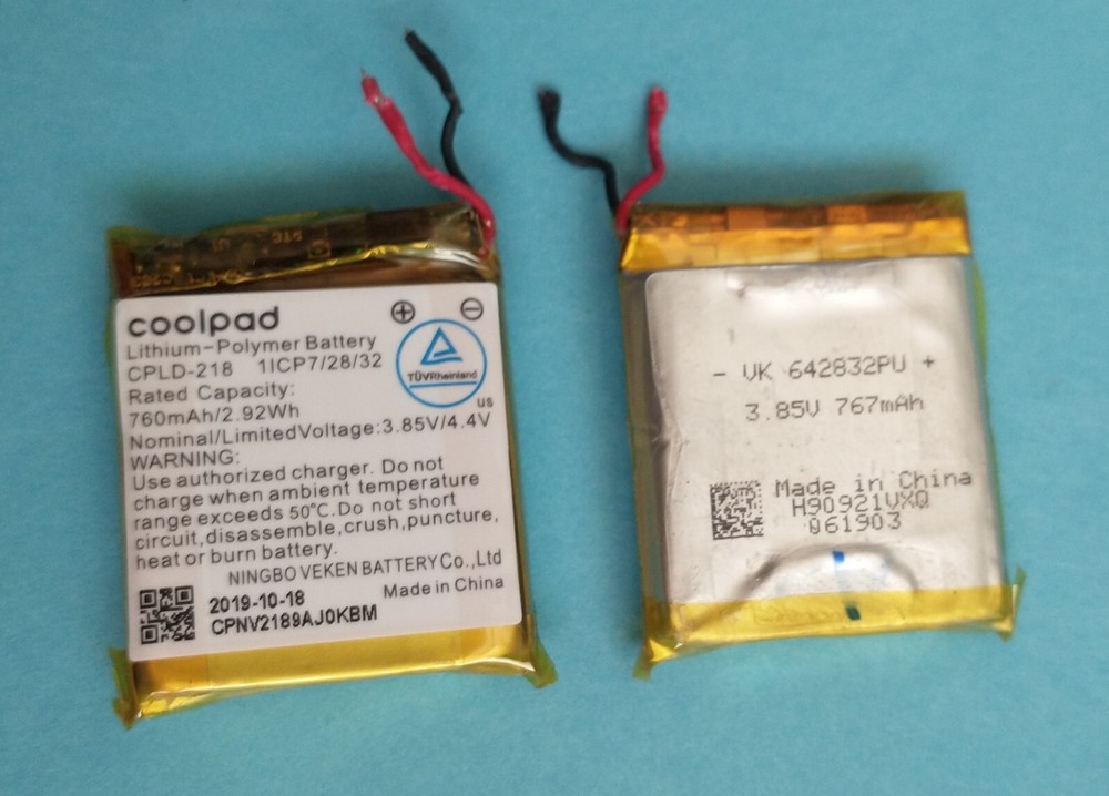 Lot of 2* 3.85V 767 mAh Lithium Polymer Rechargeable Battery Li-Po, Ships Free!