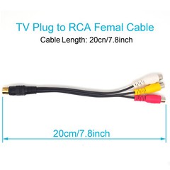 1pc 18cm TV Male Plug to 3 x RCA (Red+Yellow+White) Female Jack Adapter Cable US