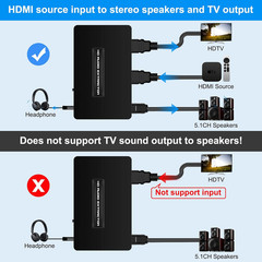 HDMI Audio Extractor Splitter Hdmi to Hdmi 3.5Mm Audio Adapter Converter with Sp