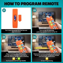 EZclicker Big Button Universal TV Remote (Orange) Simple Easy to Use, Orange