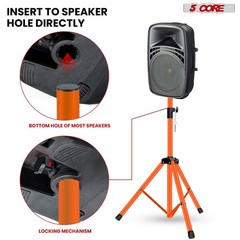 5 Core Speaker Stand Adjustable 31 to 54″ PA DJ Tripod Heavy Duty w 35mm Mount