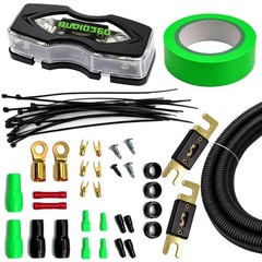AUDIO360 7500W 0 Gauge Amplifier Wiring Kit with 200A & 250A ANL Fuses, w/ RCA