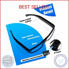 ZOGGCOX Camera Glasses Video Glasses HD with 64GB Memory Card Recording Glasses