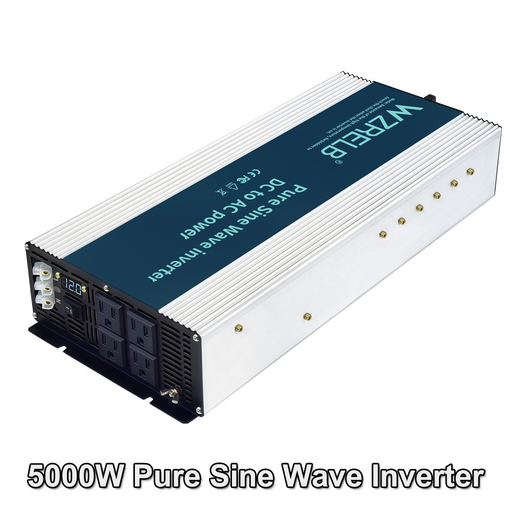 5000W Pure Sine Wave Power Inverter 12V to 120V Home Solar System Camp Motor Car