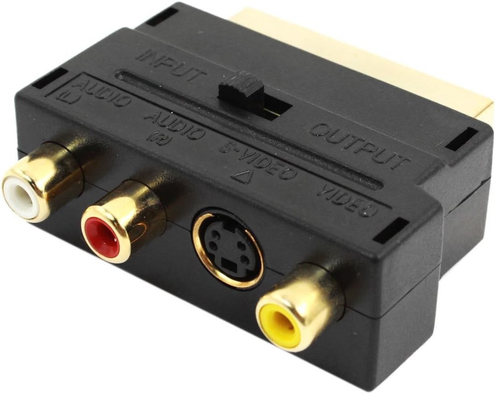 Scart 20 Pin Male to 3 RCA AV Female + S Video Converter Adapter