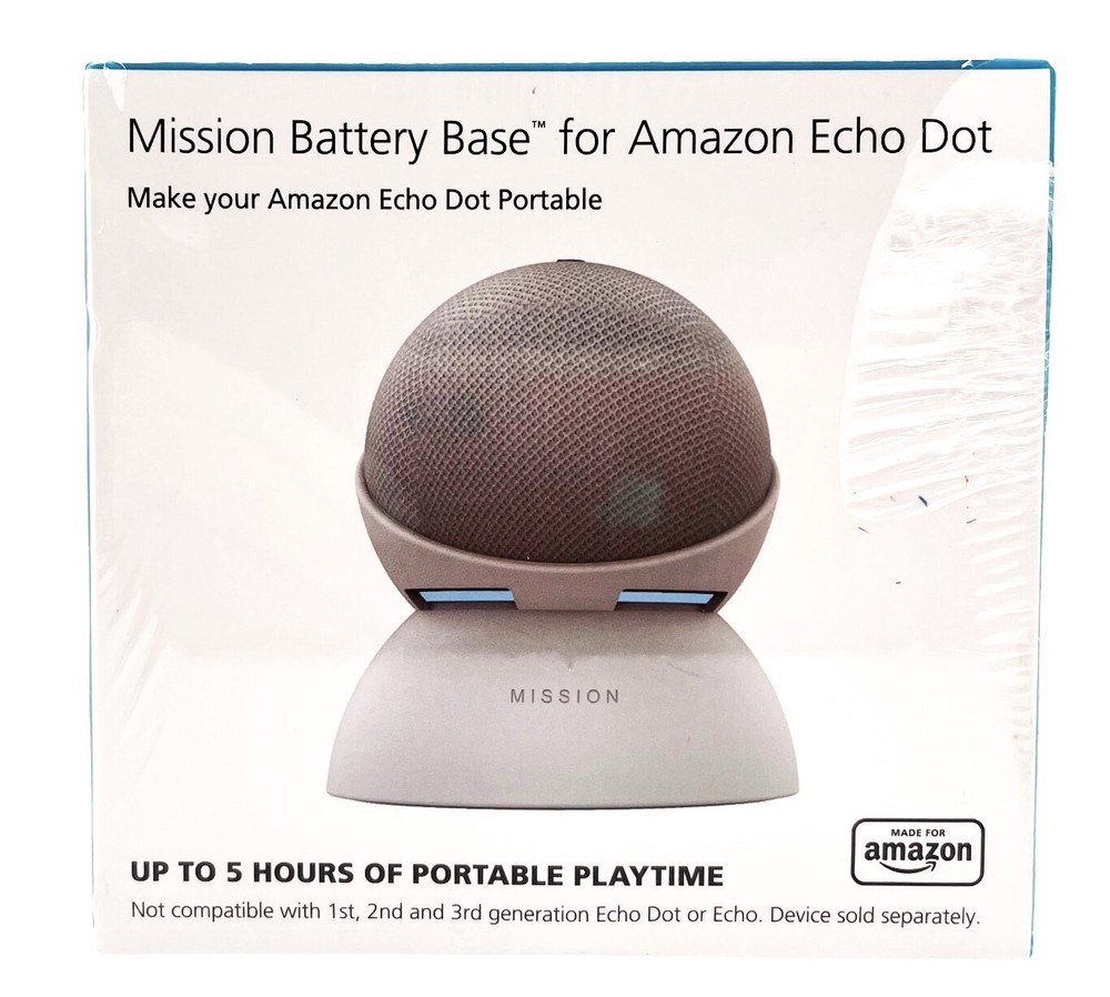 Mission Battery Base For Amazon Echo Dot 4th Generations White MC95W NEW SEALED