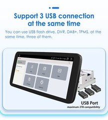 8+128GB Single 1Din Rotatable CarPlay 10.3″ Car GPS AM Stereo Radio QLED DSP GPS