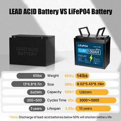 12V 100Ah Lithium Battery LiFePO4 with 100A BMS for RV Trolling Motor Off-grid
