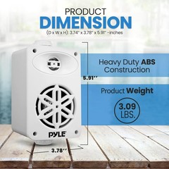 Pyle PDWR35WT 200W waterproof indoor outdoor speaker pair white 3.5 Inches
