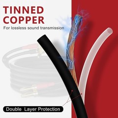 Bi-Wire Speaker Cable 6ft with Gold-Plated Banana Plugs for Home Audio
