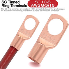 8 Gauge Wire (25Ft Each- Black/Red) Copper Clad Aluminum CCA,20 Pcs Lugs Termina