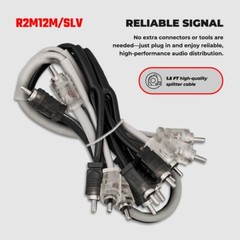 DS18 R2M12M/SLV Level 2 RCA 100% Copper OFC Y Connector 2 MALE to 12 MALE 1.5 FT