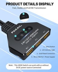 Upgrade 4K HDMI Switch 3 in 1 Out 3 Port HDMI Hub for PS4/5 Xbox FireStick Apple