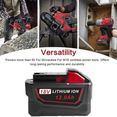 2P For Milwaukee for M18 Lithium Ion 12.0Ah Extended Capacity Battery 48-11-1860