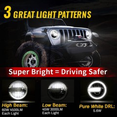 9in LED DRL Headlights For Jeep Wrangler JL Gladiator 2018-2024 4in Fog Light