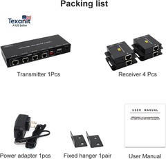 HDMI Extender Splitter up to 165Ft 1 in 4 Out over Cat5E or 6 or 7 Repeater Balu