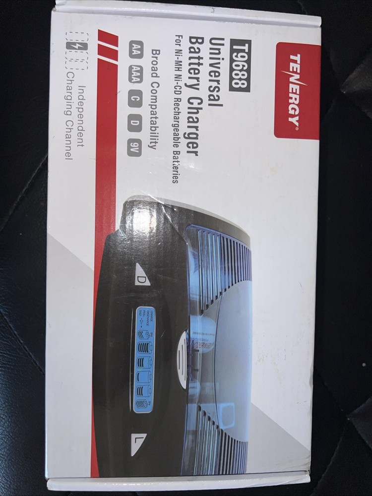 Tenergy T9688 Universal Smart Battery Charger AA AAA C D 9V NiMH NiCd LCD Box