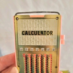 Vintage 1960s Magic Brain Pocket Calculator Metal Plastic Stylus Hong Kong EUC