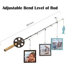 AZEZO Wood Fishing Pole Picture Frame – Three 4”x4” 4×4 inches, Multicolor