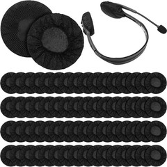 300 Disposable Headphone Covers – Non-Woven Sanitary Earphone Pads, Black, 6.5cm