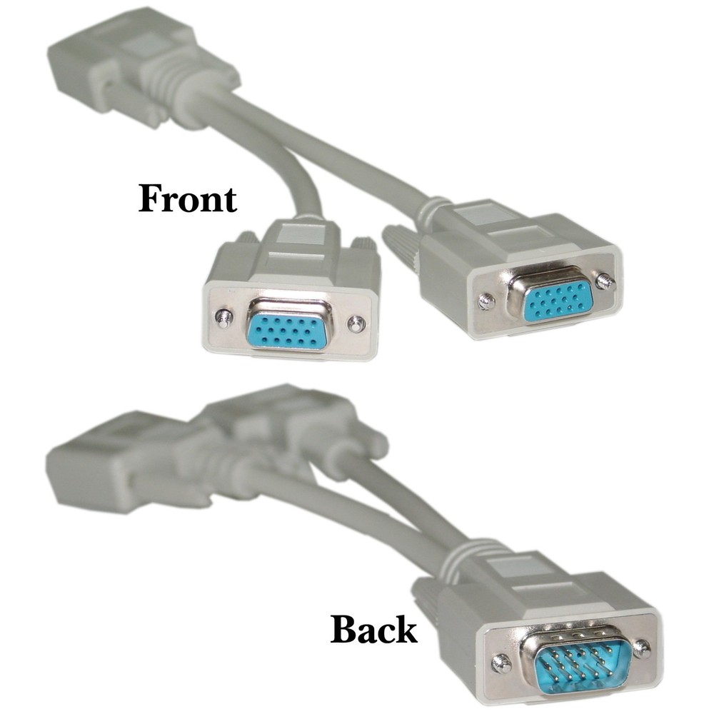 VGA Y Cable Low Resolution HD15 Male to 2 x HD15 Female 8 inch 10H1-27708