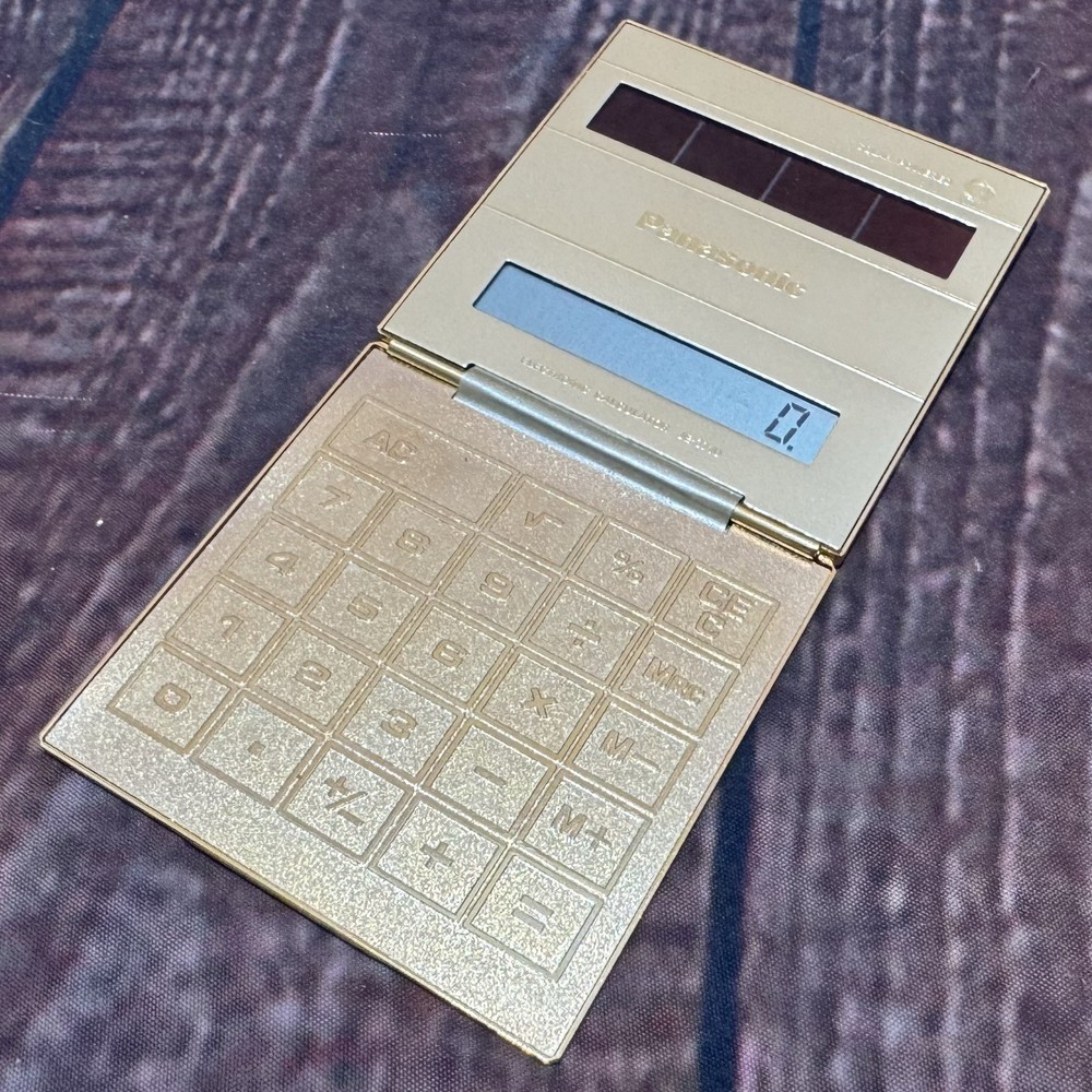 Vintage 1980 s Panasonic JE-371U Solar Powered 24k Gold Plated Calculator