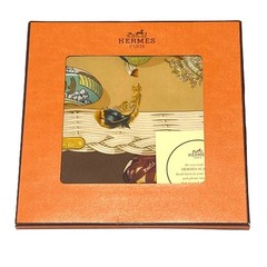 Hermes Silk Scarf Couvee d’Herme Beige Brown Multi Color 90cm x 90cm Brand